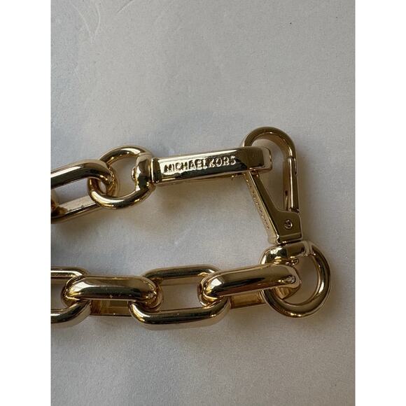Michael Kors bag replacement leather/metal belt Brown Gold new - Picture 8 of 8